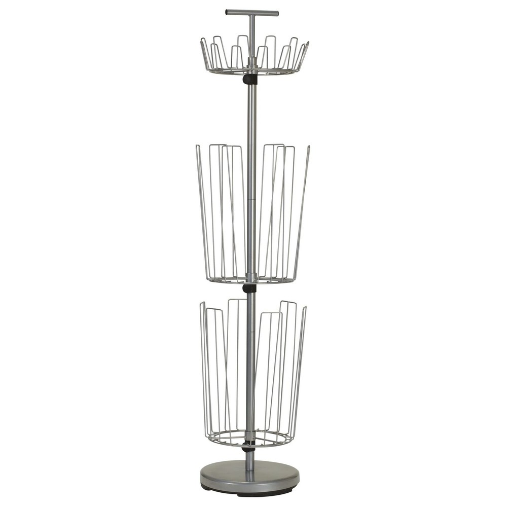 2132-1 Metal 3-Tier Revolving Shoe and Boot Rack – Silver
