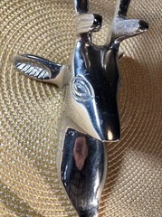 Polished Aluminum Metal Wall Coat Jacket Hook Mount Stag Deer Buck Cabin Lodge