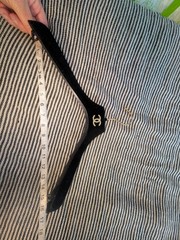 CHANEL Authentic Black Large Velvet CC Gold Hangers For Jackets Coats