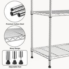 Heavy-Duty 4-Tier Metal Wire Rack with Wheels for Garage & Kitchen Storage