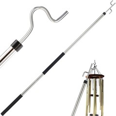 Adjustable 32-80 In Stainless Steel Long Handle Hook Pole with 2 Hooks Black