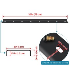 2 PCS 30″x1/2″ Black C Channel Steel Bolts Leg Support Bracing Hidden Brackets
