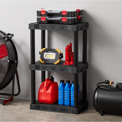 Hyper Tough 3 Shelf Plastic Shelving Unit Storage Organizer Garage Rack Home