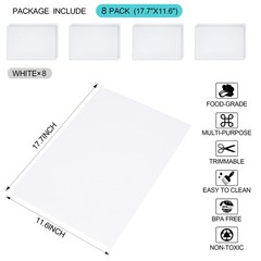 8 Pcs Refrigerator Liners Mats Washable, 8 Pack(17.7″×11.6″）, Clear