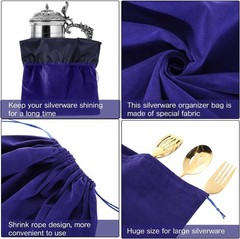2 Pcs Large Size Silver Storage Bags Anti Tarnish Cloth Bags Jewelry Drawstring