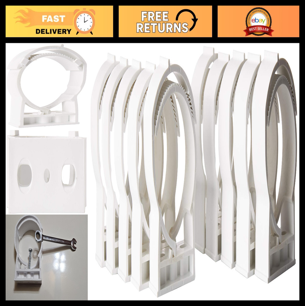 10-Pack 4″ White Pipe Hangers | Surface Mount Polypropylene | Durable One-Piece