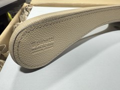 Pinetti Coat Hanger Taupe Pebble Leather Handmade Custom Solid Wood NEW