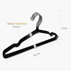 12 Heavy Duty Black Hangers for Coats, Pants & Dress Clothes, Non Slip Clothes H