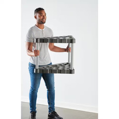 Black 2-Tier Corner Plastic Shelving Unit (32 In. W X 20 In. H X 19 In. D)