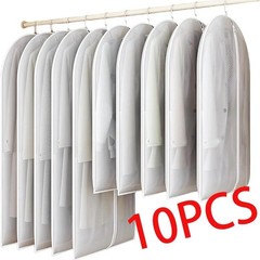 1-10pcs Garment Dust Cover Bag Suit Storage Zipper Dress Clothes Coat Protector
