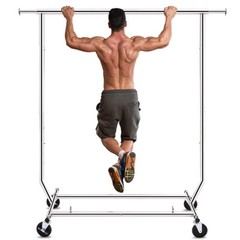 HOKEEPER 250lbs Sing Rail Adjustable Collapsible Rolling Clothes Garment Racks
