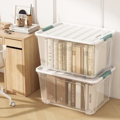 Idotry 85 Qt Clear Plastic Stackable Latching Storage Box w/ Lid & Wheels 2 Pack