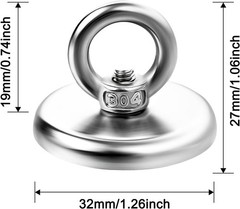 Strong Magnetic Hooks 6 Pack, 100 Lbs (45 KG) Pulling Force Rare Earth Neodymium