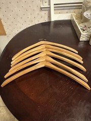 Beverly Coat Hangers 17” Length 8.5” Height Wooden Hangers Coat Jacket Lot Of 6