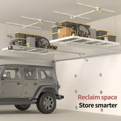 Garage Ceiling Storage Racks – 4×8 FT Overhead Garage Storage Rack with Safet…