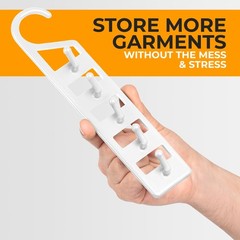 Space Saving Hangers for Clothes – 6 in Pack, Heavy Duty Plastic, Multi Close…