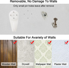 30pcs Concrete Wall Hooks, Non-Trace Picture Hanger for Wooden/Stucco/Plaster/Ha
