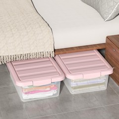 14 Quart Plastic Storage Boxes with Pink Lids, Plastic Latching Storage Bins,…