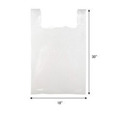 Large White Plastic T-Shirt Shopping Bags (Case of 500) – 18″ x 8″ x 30”