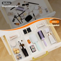 32PCS Clear Drawer Organizer Set Storage Bins Kitchen Bathroom Makeup Jewelry
