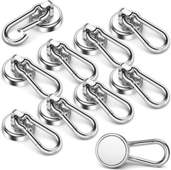 FINDMAG 10 Pack Strong Neodymium Magnetic Hooks Heavy Duty with Swivel Carabiner