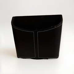 Unbranded Black Faux Leather Spinning Remote Control Holder Desk Organizer Only