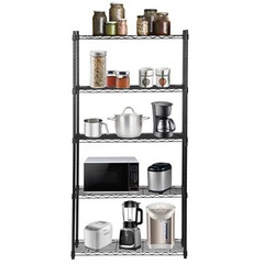 Black Wire Shelf Rack Garage Storage Shelving Rack 265Lb Capacity 3/4/5 Tier