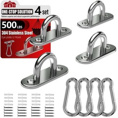 sprookber 304 Stainless Steel Pad Eye Snap Hooks, M5 Heavy Duty Ceiling Hooks, 5