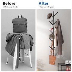 Space Saving Vertical Coat Rack, Wall Mount for Hats Bags Coats Living Room