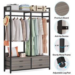 Tribesigns Closet Organizer with 4 Large Drawers, Clothes Garment Rack with Hook