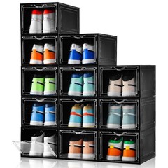 Upgraded X-Large Shoe Storage Box,12 Pack,Shoe Box Clear Plastic Stackable,Dr…
