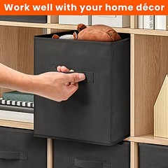 Storage Cubes – 11 Inch Heavy Duty Fabric Storage Bins Medium -11 inches Black