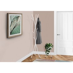 Coat Rack, 11 Hooks, 74″h, Bedroom, White Metal, Contemporary, Modern