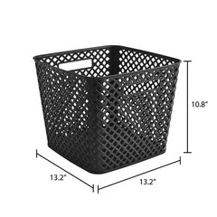 Decorative Plastic Storage Basket Cube Black Organizer Bin 13×11 Inches