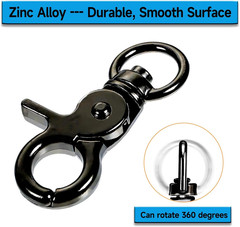 10PCS Trigger Snap Hooks 2.32” x 0.82” Zinc Alloy Black Swivel Snap Hooks Heav