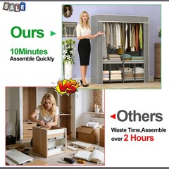 59″ Portable Clothes Closet Steel Wardrobe Rack Storage Organizer Heavy Duty