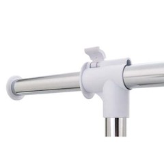 Clothing Rail Adjustable Height Wheels Rolling Garment Rack Metal Chrome, White