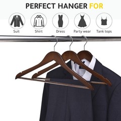 Quality Wooden Hangers – Slightly Curved Hanger 10 Pack Sets – Solid Wood Coa…