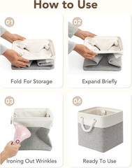 Foldable 10×10 Storage Cubes 6-Pack – Stylish Closet Organizer Bins (White Gray)