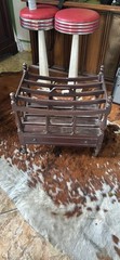 Wood Freestanding Magazine Rack w/ Drawer & Bottom Tray, Brown Traditional