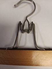 Set of 6 Wooden Clamp Pants Or Skirt Hangers with Metal Clips 11 Inches