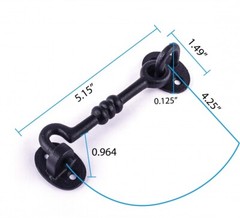 Renovators Supply Gate Latch Lock 5″ Wrought Iron Hook and Eye Door Lock Latch
