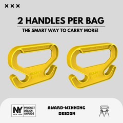 2 Pack Yellow Bag Carriers Ergonomic Grip Grocery Handle Holders