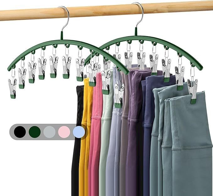 2 Pack Closet Legging Organizer Metal Hangers 10 Clips for Yoga Pants Storage