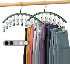 2 Pack Closet Legging Organizer Metal Hangers 10 Clips for Yoga Pants Storage
