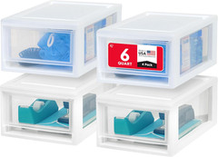 IRIS USA 6 Qt. Small Plastic Stacking Drawer, Stackable Storage Organizer Unit w