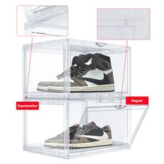 12PCs Magnetic Side Open Shoe Storage Box Stackable Sneaker Organizer Container
