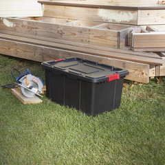 Sterilite Large Industrial Storage Bin, 27 Gal Black, 4 Pack