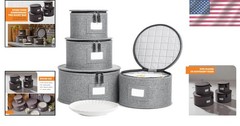 Luxury Gray China Storage Boxes with Dividers – Ideal for Dinnerware Protection