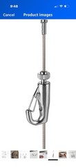 Picture Hanging Kit 59 in Wall-Mounted Rail Track w/ 4 Hooks Steel Cables White
